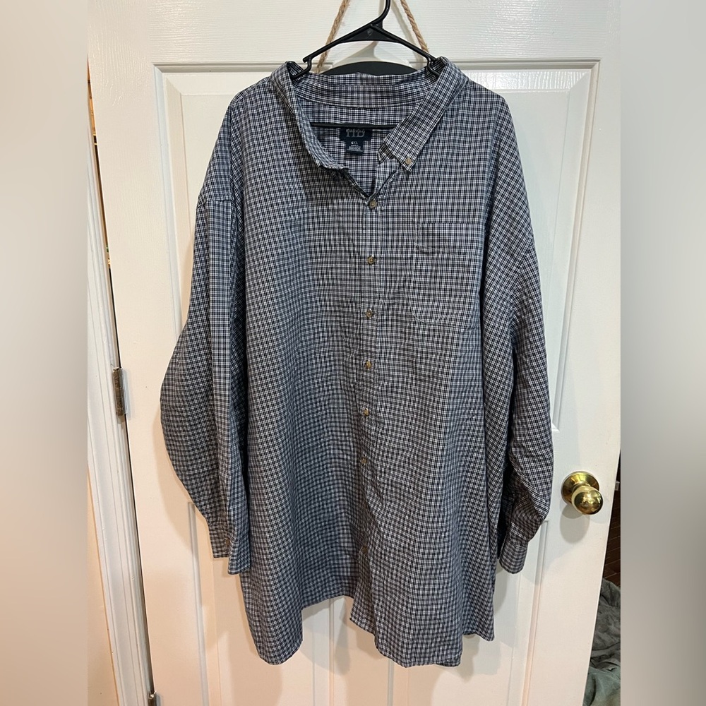 Men’s Big and Tall DXL/HarborBay/Synergy blue/white plaid/checked long sleeve